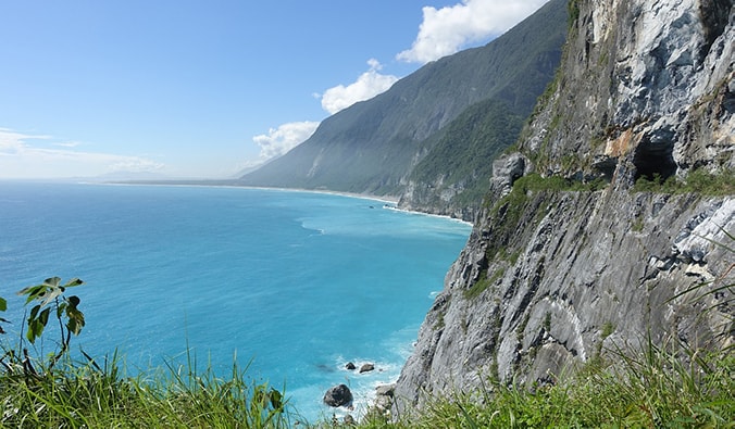 some of Taiwan's beautiful eastern coastline with tall cliffs