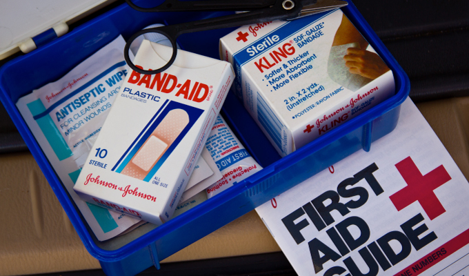 A properly-stocked first aid kit for traveling around the world