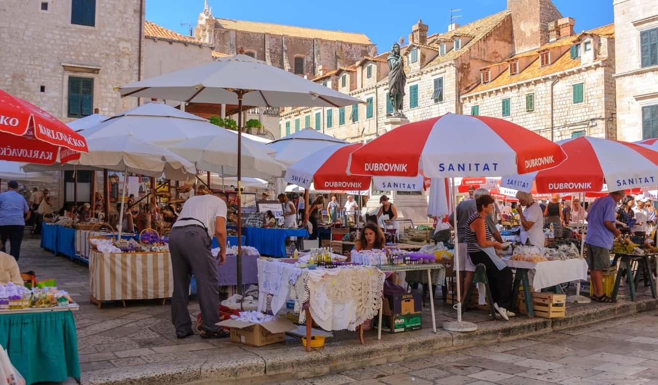 The outdoor market in the neighborhood Gruz in Dubrovnik, Croatia