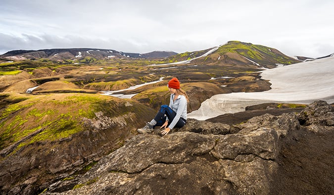 Kristin Addis hiking in Iceland