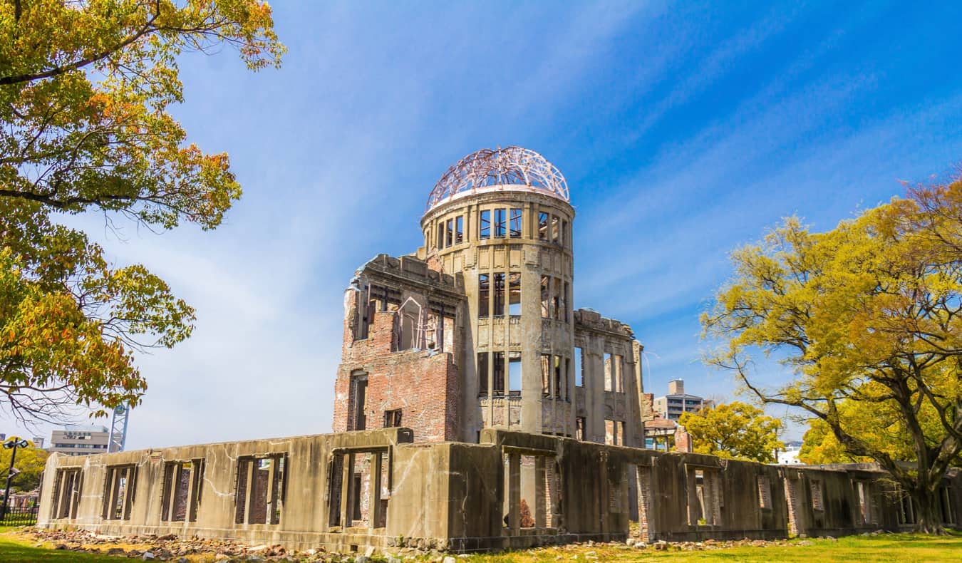 The remnants of a building bombed by a nucealr bomb in Hiroshima, Japan