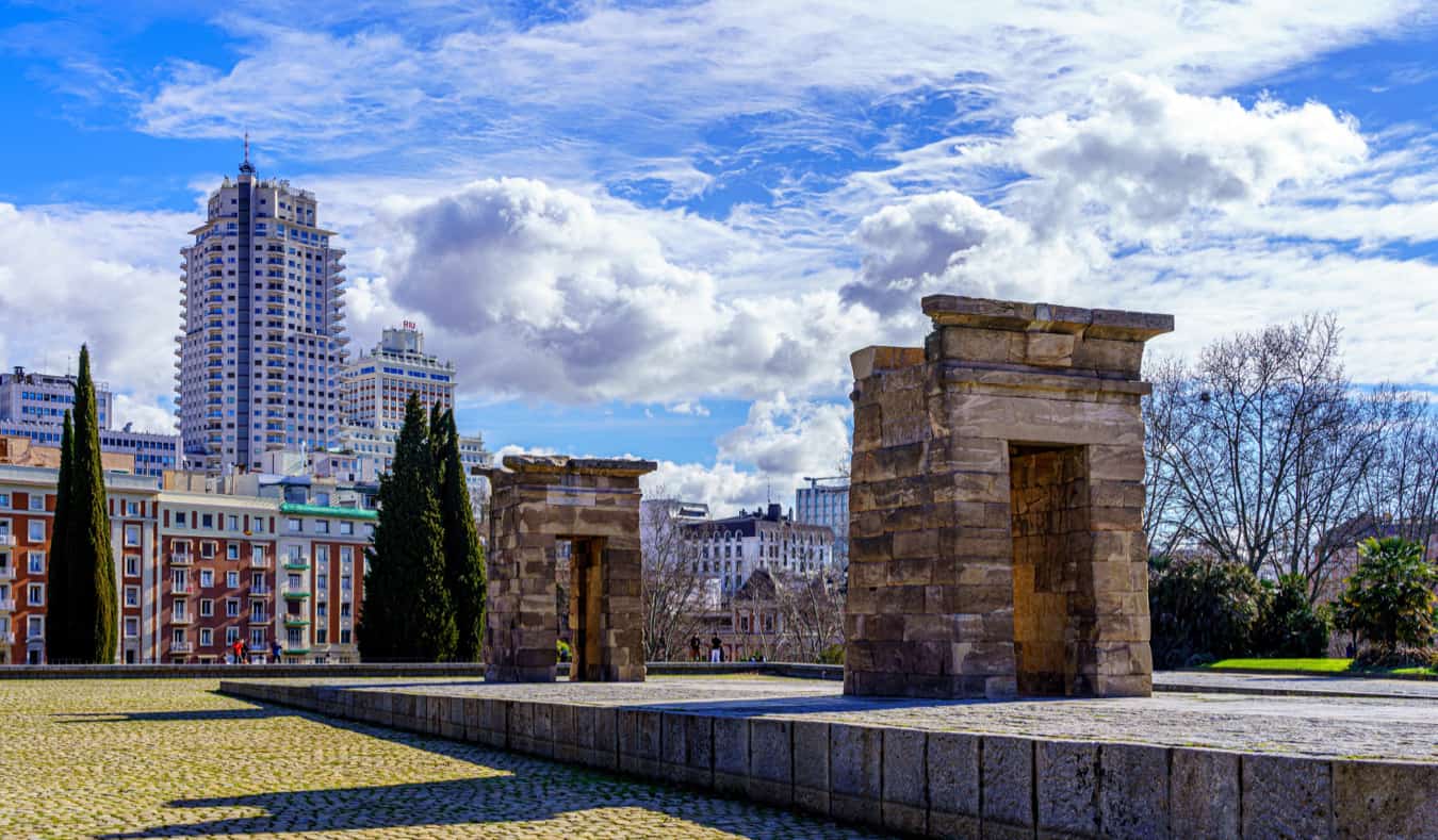 The ancient Temple of Debod in Madrid, Spain