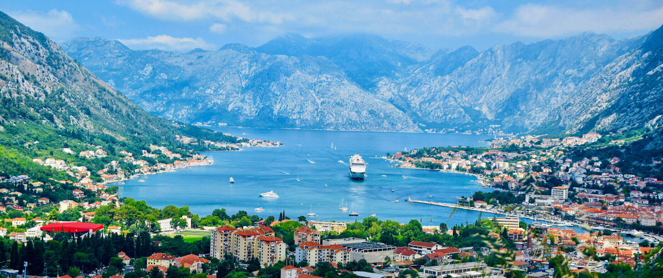 A beautiful view over the city of Kotor and its waters in Montenegro