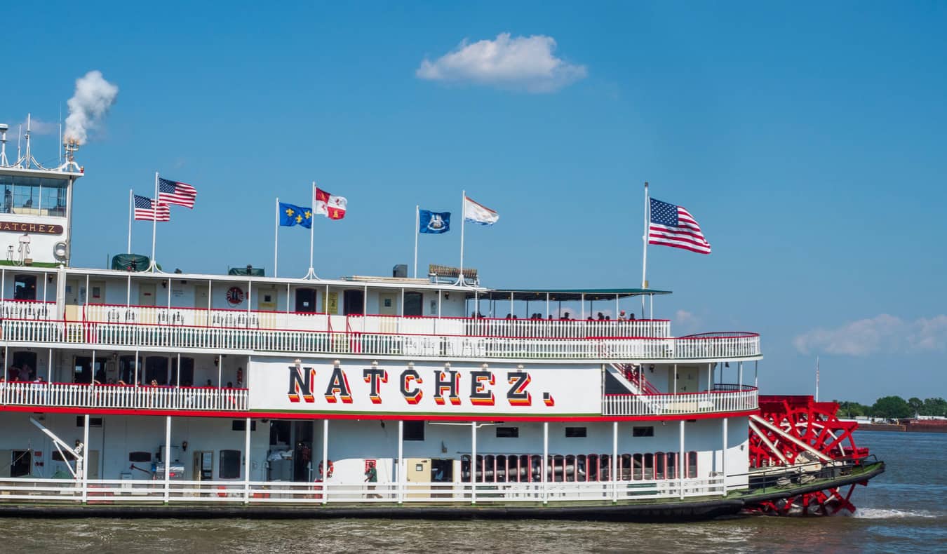 The historic steamboat Natchez on the water in New Orleans, USA