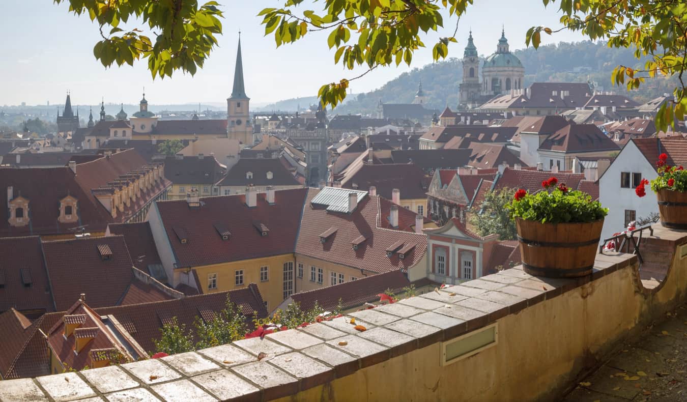 A quiet balcony overlooking Mala Strana in Prague, Czechia
