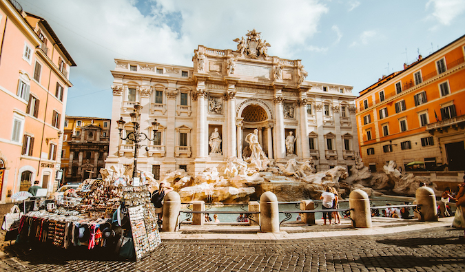 Trevi fountain in the middle of Rome