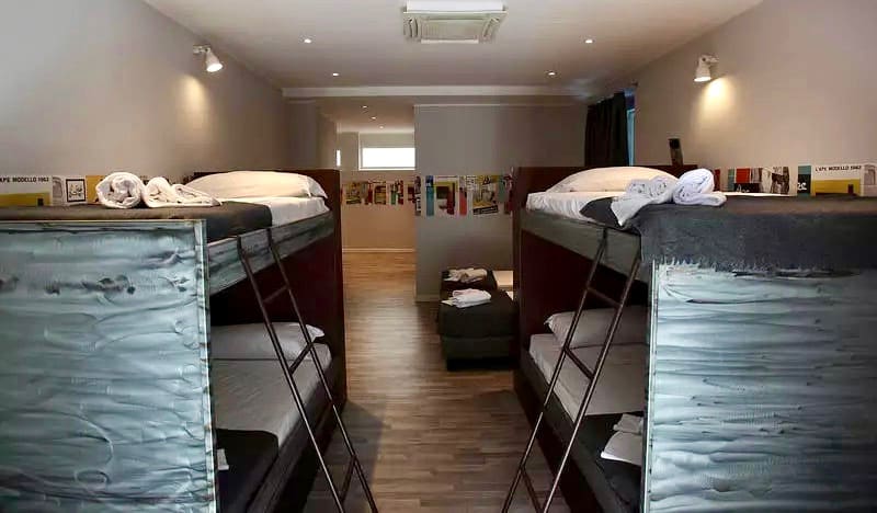 The cozy bunk beds in Hostel Trastevere in Rome, Italy