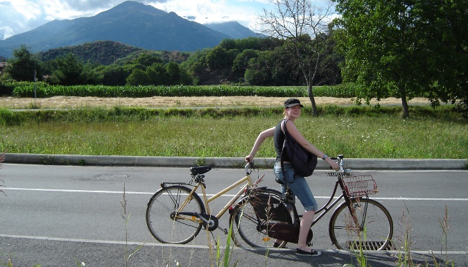 Sophie McGovern biking around with WWOOF